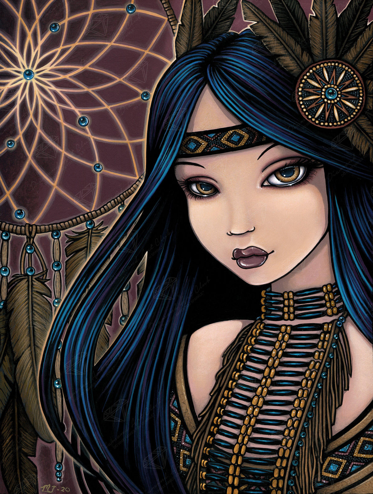 Diamond Painting Dreamcatcher 22" x 29″ (56cm x 74cm) / Round with 30 Colors including 1 AB / 52,337