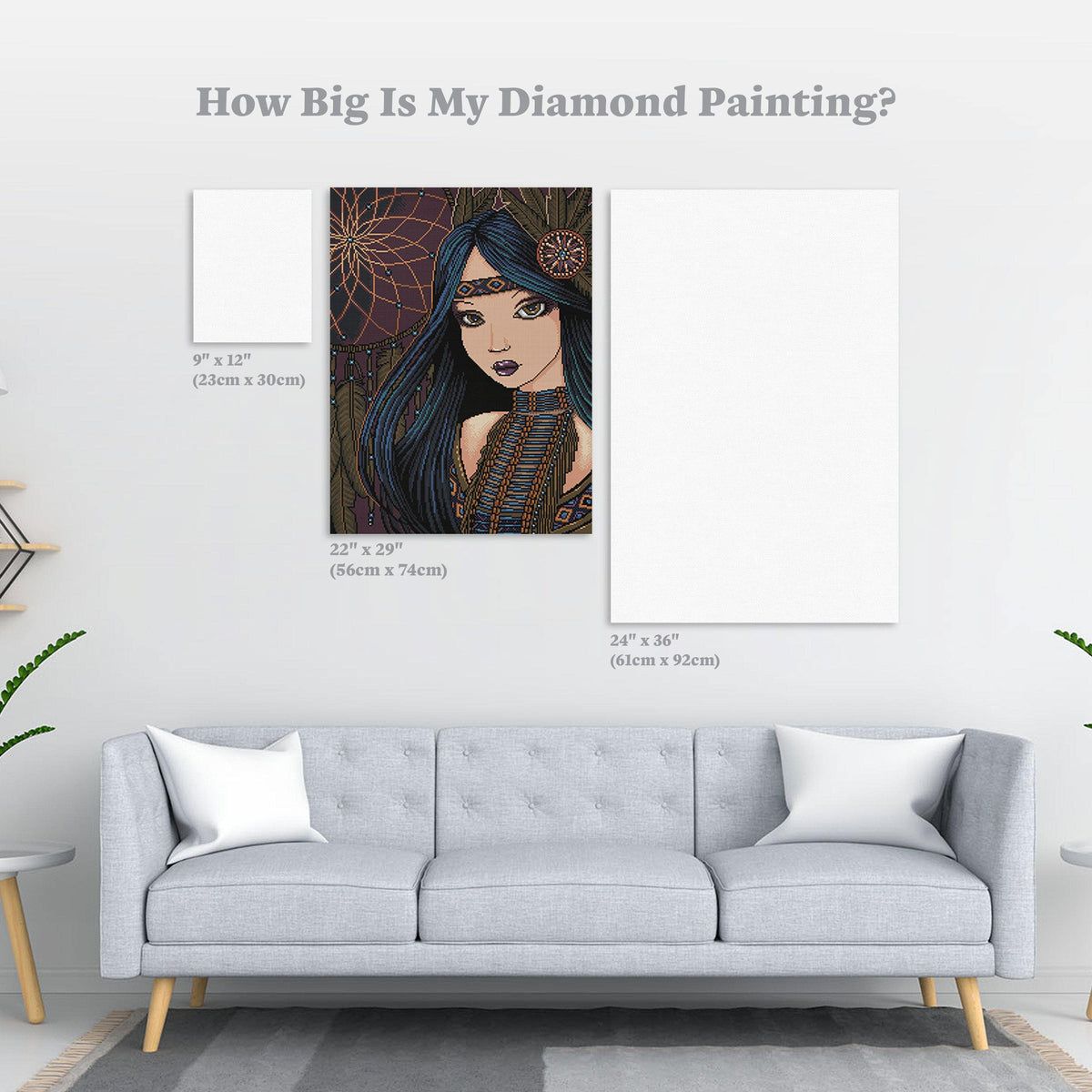 Diamond Painting Dreamcatcher 22" x 29″ (56cm x 74cm) / Round with 30 Colors including 1 AB / 52,337