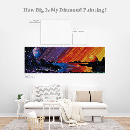Diamond Painting Dusk to Dawn 61" x 20" (155cm x 51cm) / Square with 52 Colors including 5 ABs / 123,414