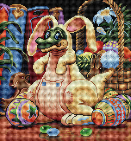 Diamond Painting Easter Dragon 17" x 18" (42.6cm x 45.7cm) / Round with 56 Colors including 3 ABs / 24,776