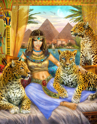 Diamond Painting Egyptian Queen of the Leopards 22" x 28″ (56cm x 71cm) / Square With 49 Colors Including 2 ABs / 61,600