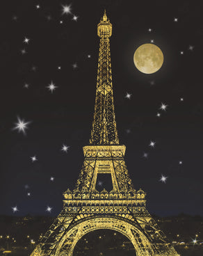 Diamond Painting Eiffel Night 20" x 25" (51cm x 64cm) / Round with 15 Colors including 1 ABs / 41,268