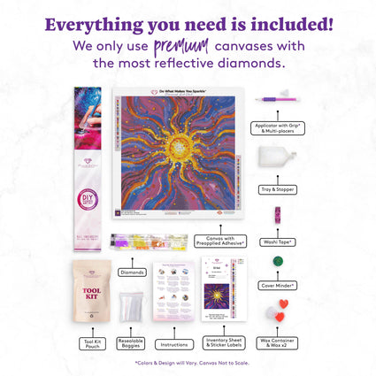 Diamond Painting El Sol 20" x 20" (50.7cm x 50.7cm) / Round with 35 Colors including 5 ABs / 32,761