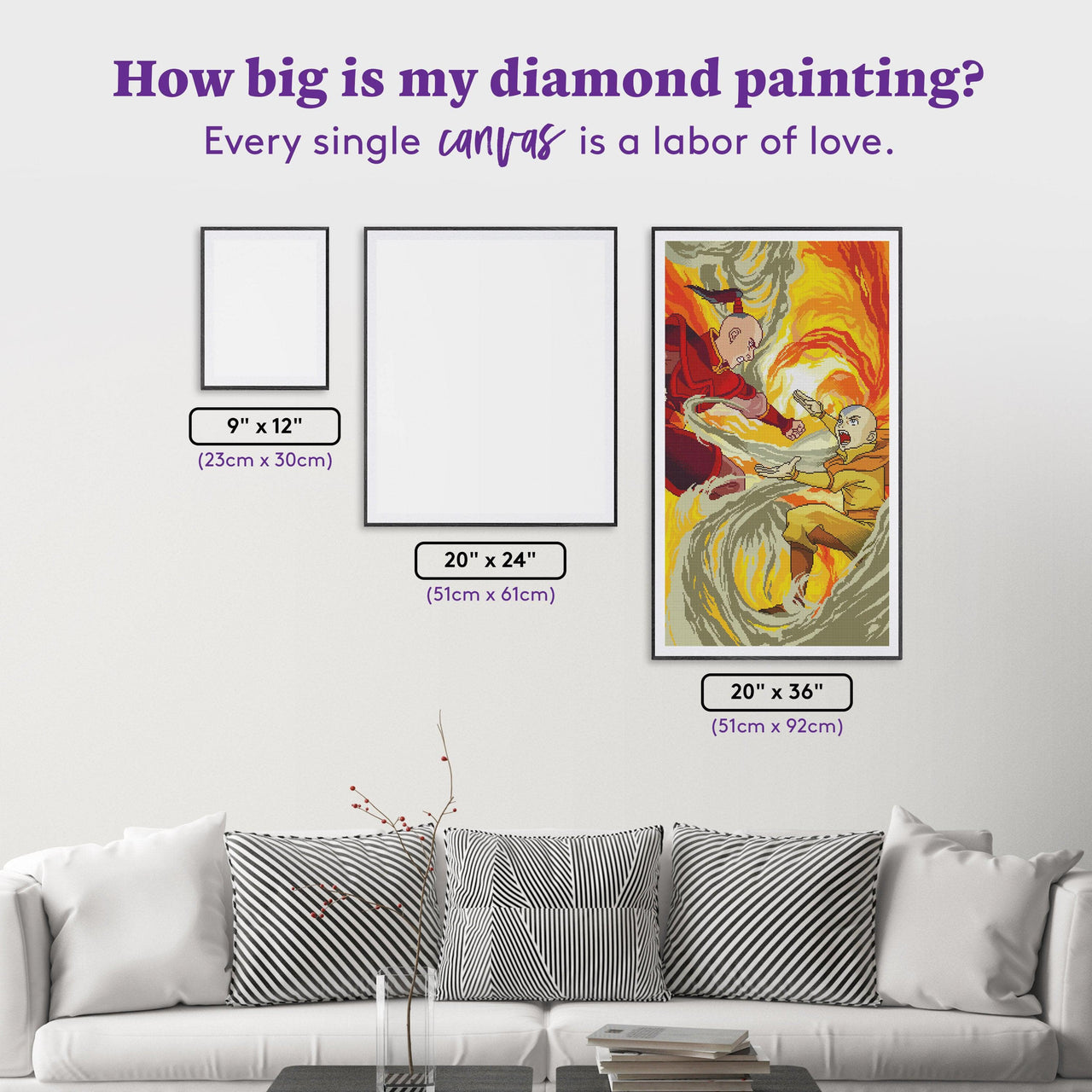 Diamond Painting Elemental Battle 20" x 36" (51cm x 92cm) / Square with 40 Colors including 3 ABs / 75,276