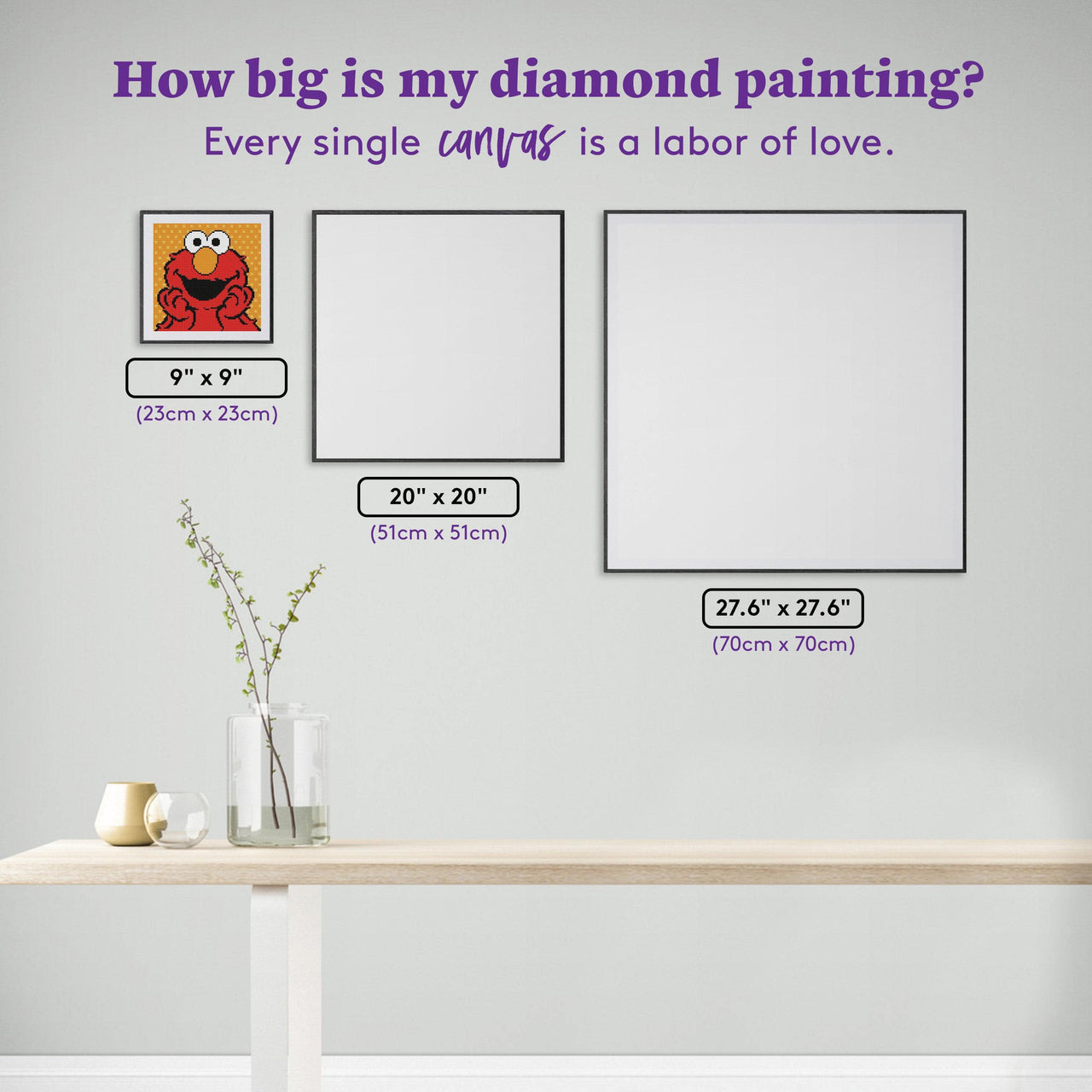 Diamond Painting Elmo™ Portrait 9" x 9" (23cm x 23cm) / Round with 6 Colors including 1 AB / 6,561