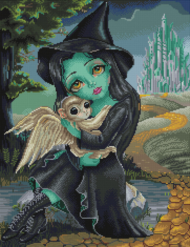 Diamond Painting Elphaba 20" x 26" (50.7cm x 65.8cm) / Round with 54 Colors including 3 ABs / 42,535