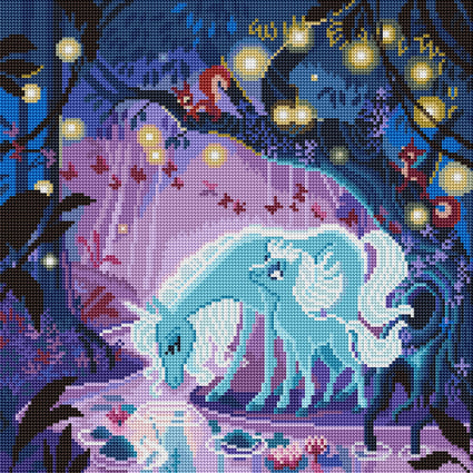 Diamond Painting Enchanted Forest 17" x 17" (42.6cm x 42.6cm) / Round with 44 Colors including 3 ABs and 1 Special Diamond / 23,040