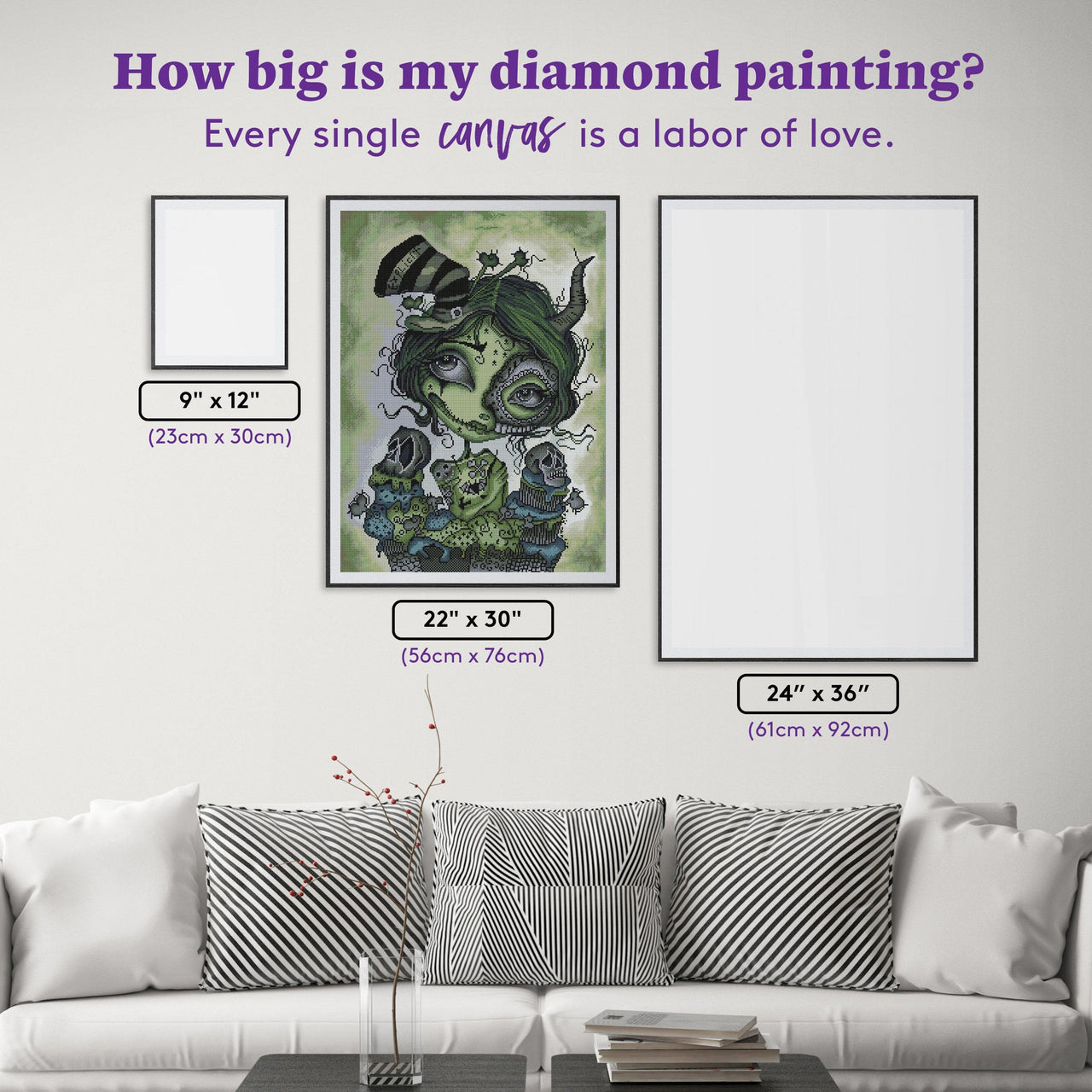 Diamond Painting Explicit Zombie Girl 22" x 30" (56cm x 76cm) / Round with 30 Colors including 2 ABs / 53,929