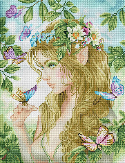 Diamond Painting Fae 20" x 26" (50.7cm x 65.8cm) / Round with 55 Colors including 4 ABs / 42,535