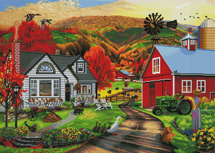 Diamond Painting Farm Country 38.6" x 27.6″ (98cm x 70cm) / Square with 56 Colors including 3 ABs / 107,480