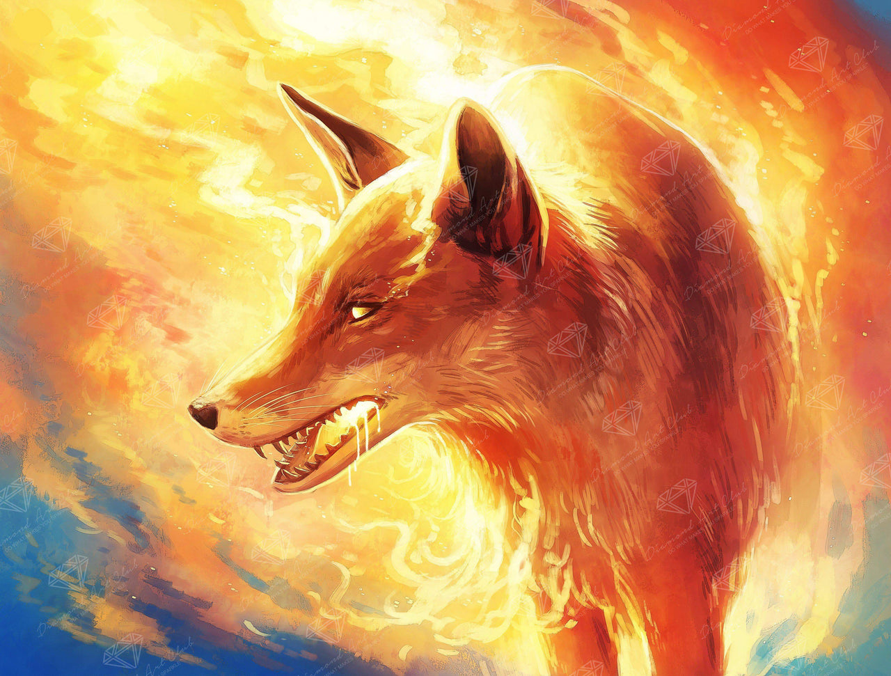 Diamond Painting Fire Fox 16.5" x 21.7" (42cm x 55cm) / Round With 30 Colors Including 1 AB / 28,860