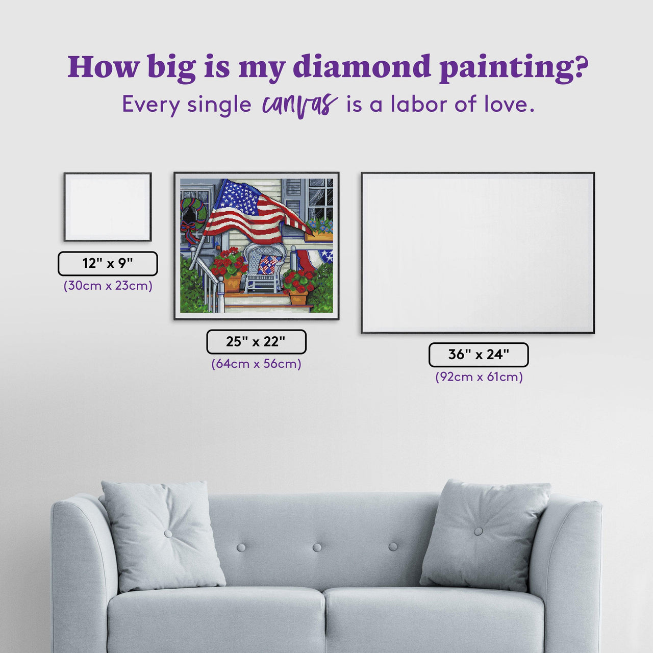 Diamond Painting Flag Front Porch 25" x 22" (64cm x 56cm) / Round with 41 Colors including 4 ABs / 45,173
