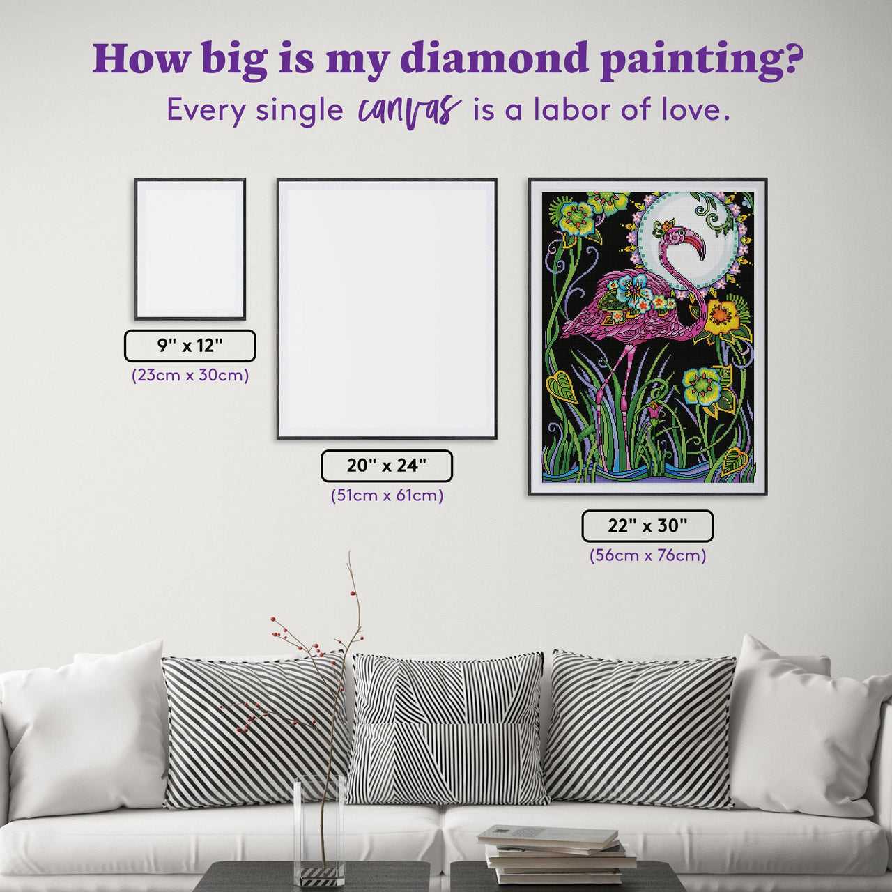 Diamond Painting Flamingo 22" x 30″ (56cm x 76cm) / Square with 39 Colors including 2 ABs / 66735