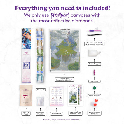 Diamond Painting Floating Island 23.6" x 34.3" (60cm x 87cm) / Square with 60 Colors including 2ABs / 84,109