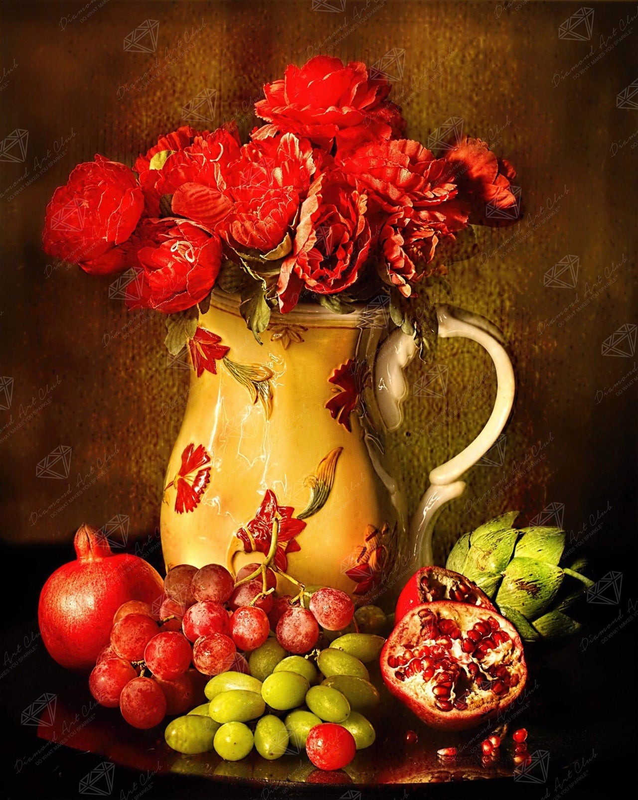 Diamond Painting Flower and Fruits 21.6" x 27.2″ (55cm x 69cm) / Square With 33 Colors Including 3 ABs / 58,536