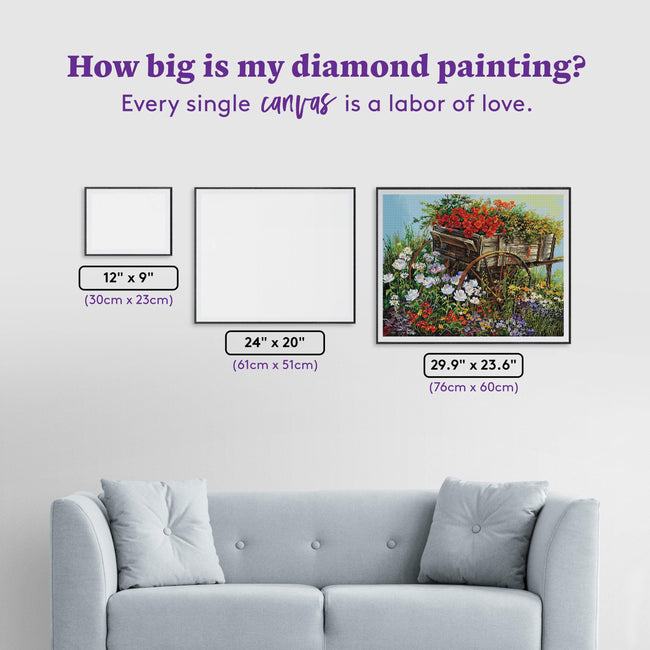 Diamond Painting Flower Wagon 29.9" x 23.6" (76cm x 60cm) / Square With 56 Colors Including 4 ABs / 73,200
