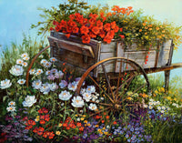 Diamond Painting Flower Wagon 29.9" x 23.6" (76cm x 60cm) / Square With 56 Colors Including 4 ABs / 73,200