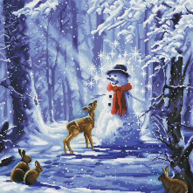 Diamond Painting Forest Snowman 22" x 22″ (56cm x 56cm) / Square With 40 Colors Including 4 ABs