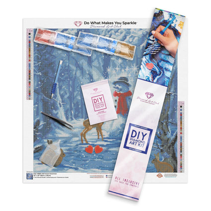 Diamond Painting Forest Snowman 22" x 22″ (56cm x 56cm) / Square With 40 Colors Including 4 ABs