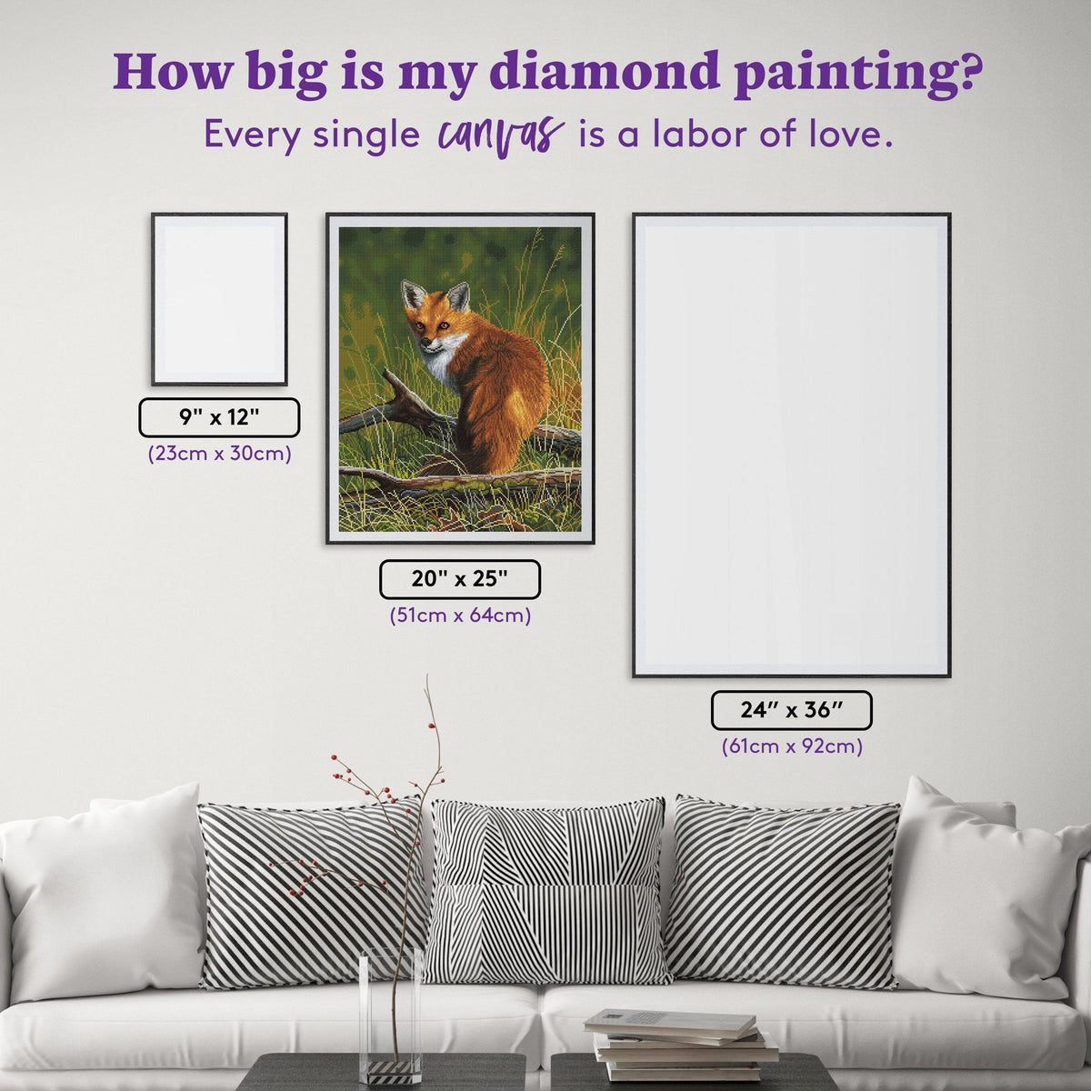 Diamond Painting Fox 20" x 25" (51cm x 64cm) / Square With 41 Colors Including 3 ABs / 52,224