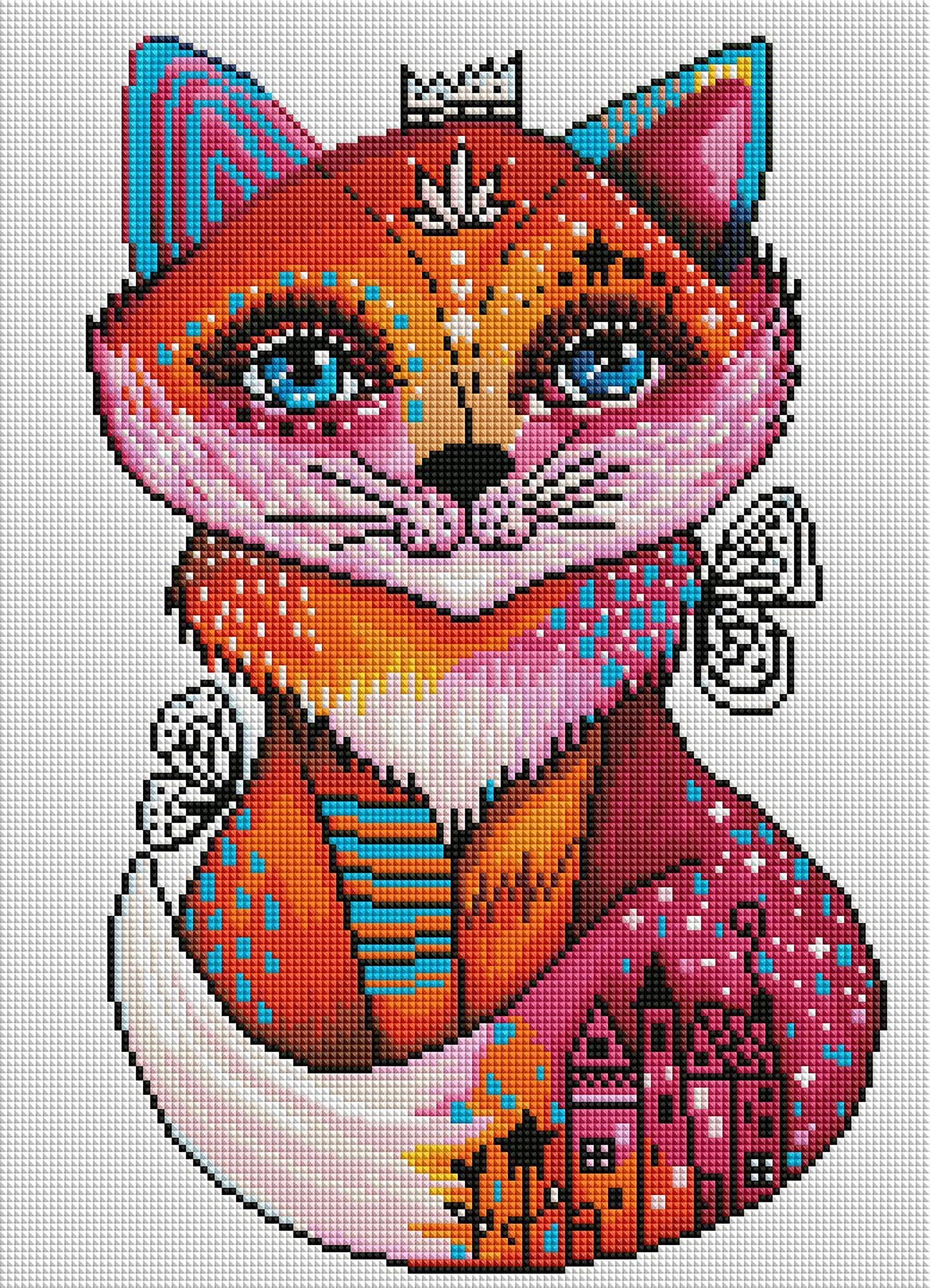 Diamond Painting Fox Wisdom 13" x 18″ (33cm x 46cm) / Square with 31 Colors including 2 ABs / 23,400