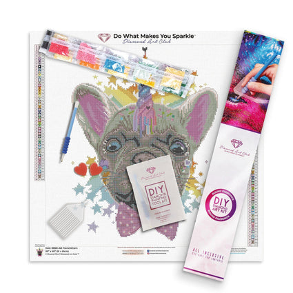 Diamond Painting FrenchiCorn 20" x 20″ (51cm x 51cm) / Round with 48 Colors including 2 ABs