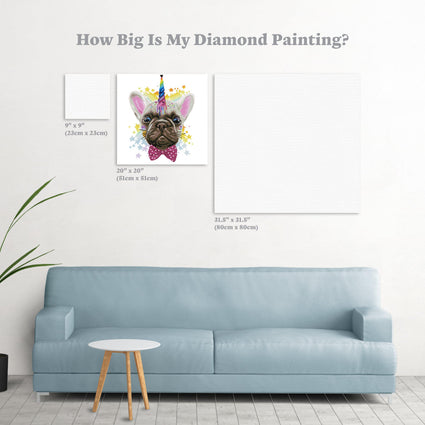 Diamond Painting FrenchiCorn 20" x 20″ (51cm x 51cm) / Round with 48 Colors including 2 ABs