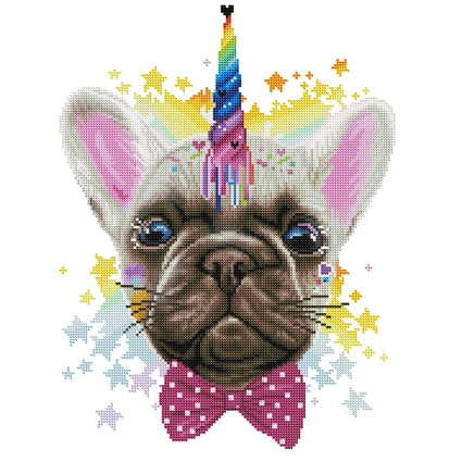 Diamond Painting FrenchiCorn 20" x 20″ (51cm x 51cm) / Round with 48 Colors including 2 ABs