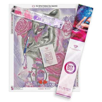 Diamond Painting Fuchsia Tiger 22" x 28″ (56cm x 71cm) / Round with 32 Colors including 2 ABs / 50,543