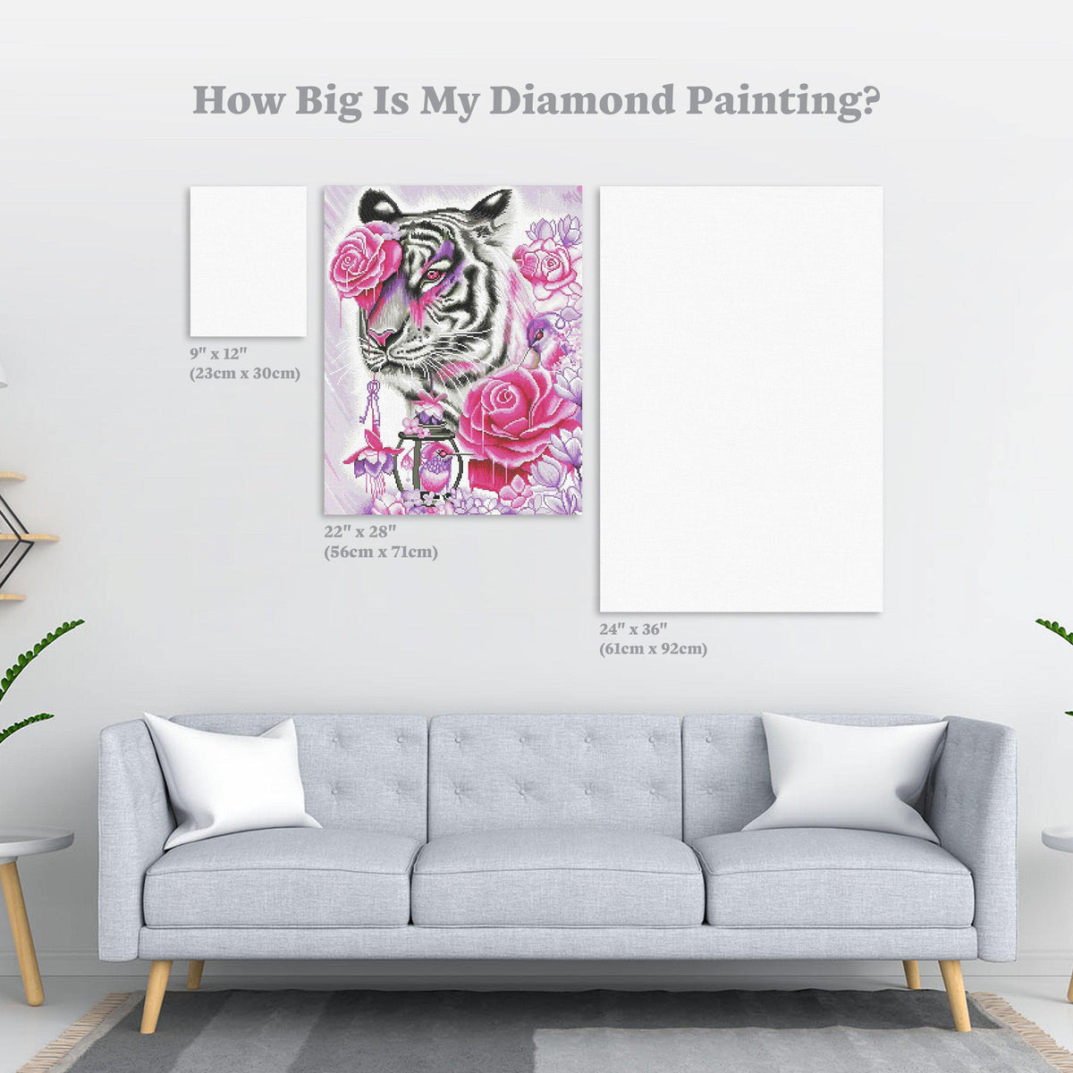 Diamond Painting Fuchsia Tiger 22" x 28″ (56cm x 71cm) / Round with 32 Colors including 2 ABs / 50,543
