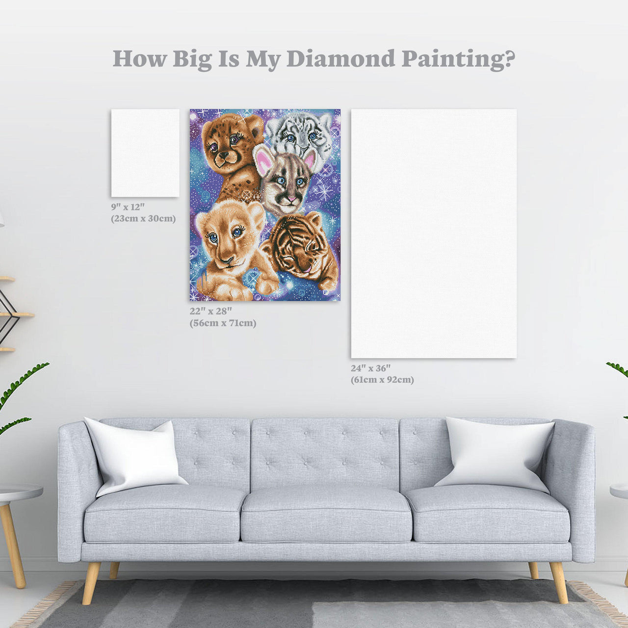 Diamond Painting Galaxy Wild Kitten Cubs 22" x 28″ (56cm x 71cm) / Round with 44 Colors including 1 AB / 49,897