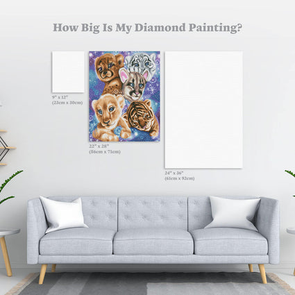 Diamond Painting Galaxy Wild Kitten Cubs 22" x 28″ (56cm x 71cm) / Round with 44 Colors including 1 AB / 49,897