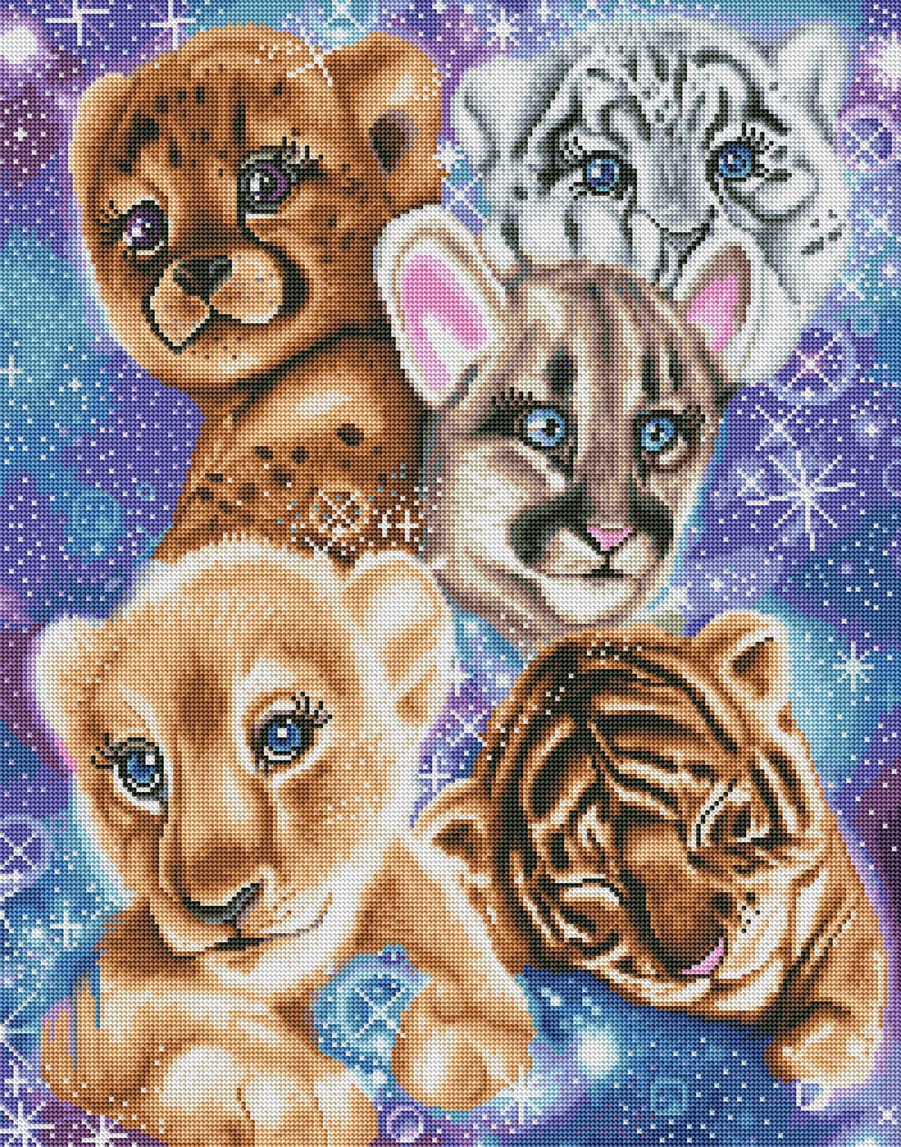 Diamond Painting Galaxy Wild Kitten Cubs 22" x 28″ (56cm x 71cm) / Round with 44 Colors including 1 AB / 49,897