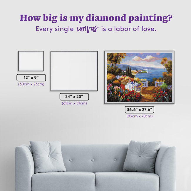 Diamond Painting Garden Terrace 36.6" x 27.6" (93cm x 70cm) / Square With 64 Colors Including 4 ABs / 104,813