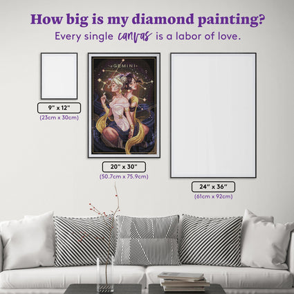 Diamond Painting Gemini 20" x 30" (50.7cm x 75.9cm) / Round with 58 Colors including 4 ABs / 49,051