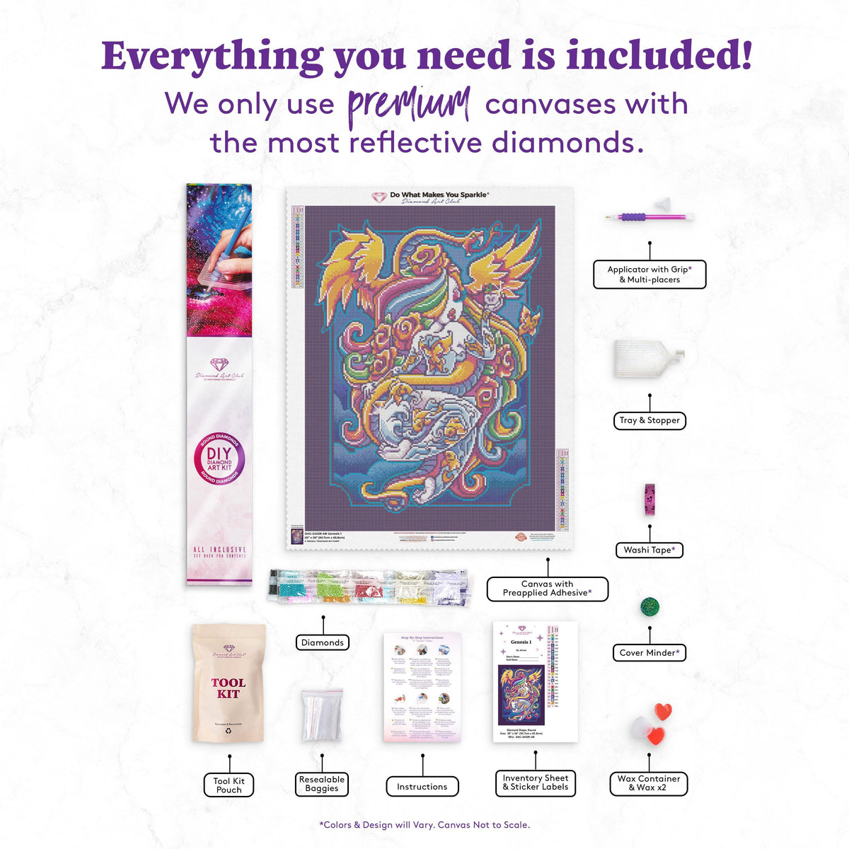 Diamond Painting Genesis 1 20" x 26" (50.7cm x 65.8cm) / Round with 23 Colors including 2 ABs / 42,535