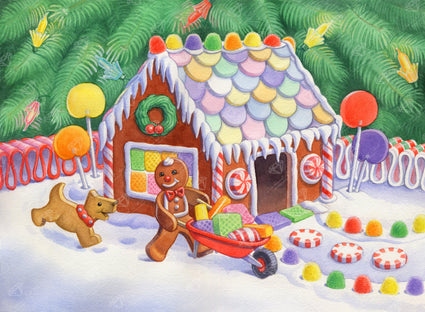 Diamond Painting Gingerbread House 30" x 22″ (76cm x 56cm) / Round with 54 Colors including 4 ABs / 53,929