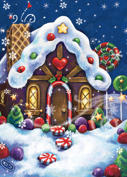 Diamond Painting Gingerbread House 13" x 18" (32.8cm x 45.7cm) / Round with 40 Colors including 4 ABs / 19,071