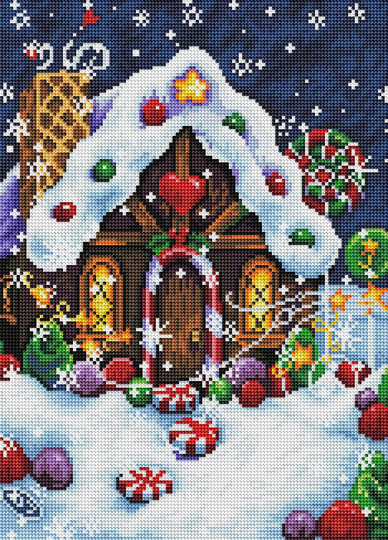 Diamond Painting Gingerbread House 13" x 18" (32.8cm x 45.7cm) / Round with 40 Colors including 4 ABs / 19,071