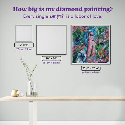 Diamond Painting Glass Mermaid 25.6" x 25.6" (65cm x 65cm) / Square With 53 Colors Including 5 ABs / 68,121