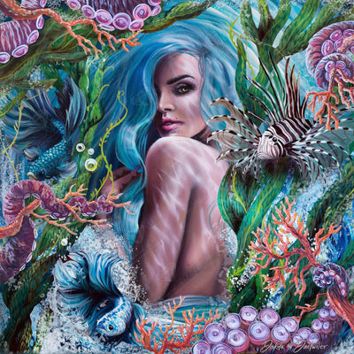 Diamond Painting Glass Mermaid 25.6" x 25.6" (65cm x 65cm) / Square With 53 Colors Including 5 ABs / 68,121