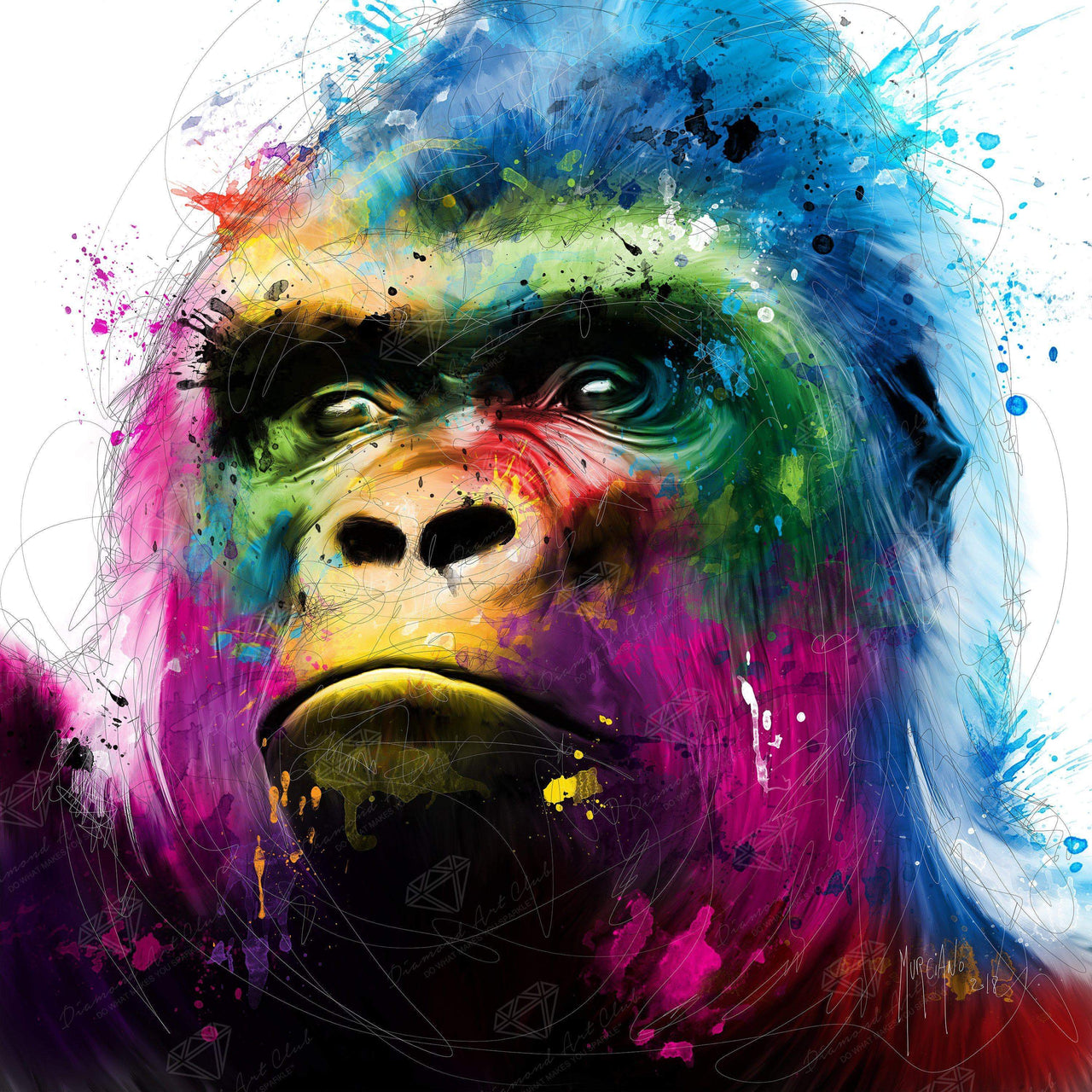 Diamond Painting Gorilla Round With 37 Colors Including 2 ABs / 14.6" x 14.6" (37cm x 37cm) / 17,161