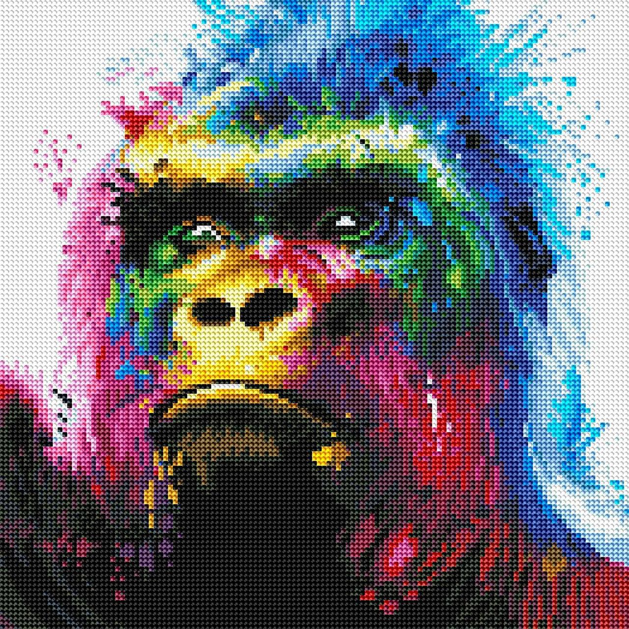 Diamond Painting Gorilla Round With 37 Colors Including 2 ABs / 14.6" x 14.6" (37cm x 37cm) / 17,161