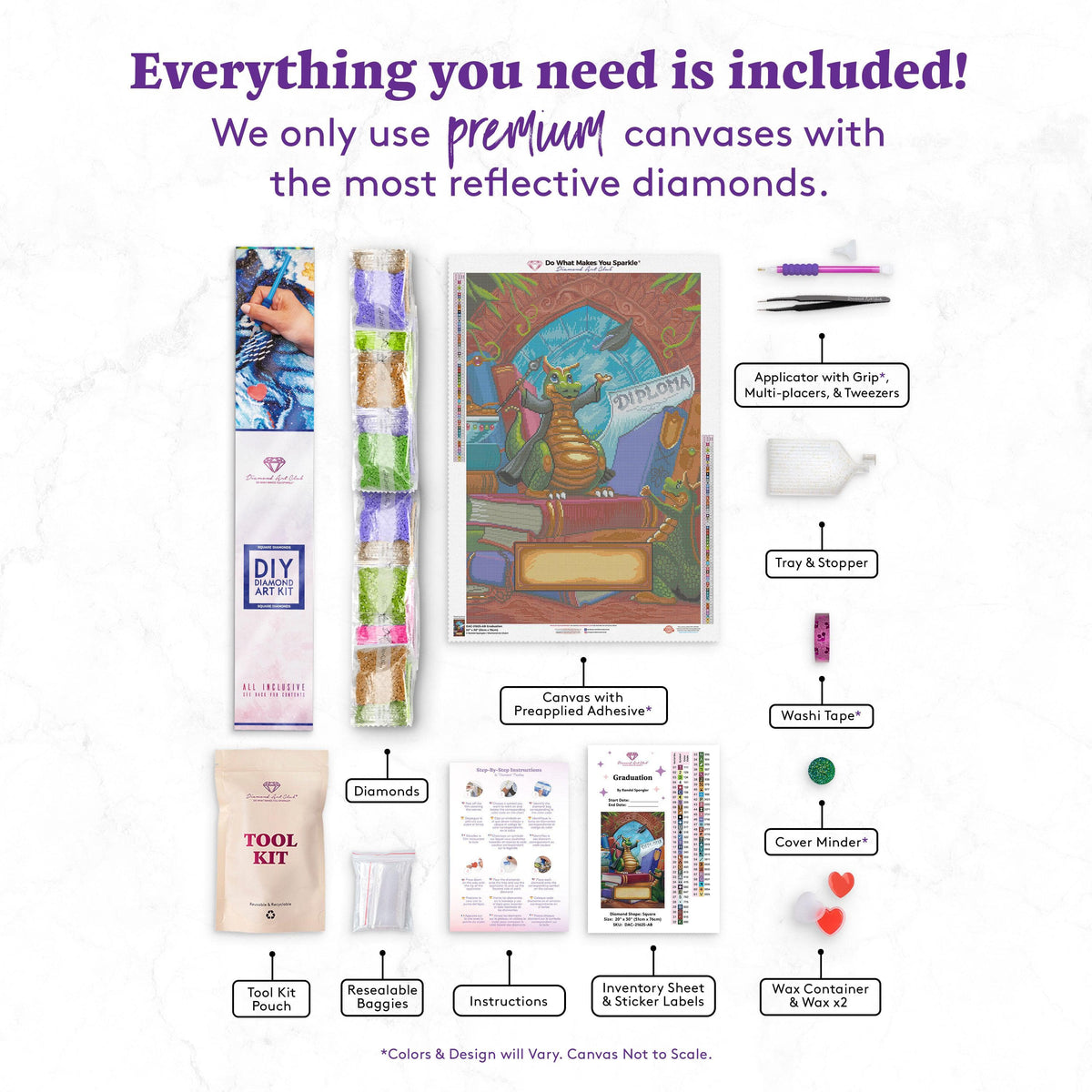 Diamond Painting Graduation 20" x 30″ (51cm x 76cm) / Square with 61 Colors including 4 ABs / 60,501