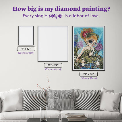 Diamond Painting Green Fairy 22" x 31" (56cm x 79cm) / Round with 61 Colors including 4 ABs / 55,919