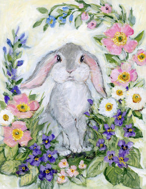 Diamond Painting Grey Bunny With Floppy Ears 20" x 26" (51cm x 66cm) / Round with 59 Colors including 4 ABs / 42,535