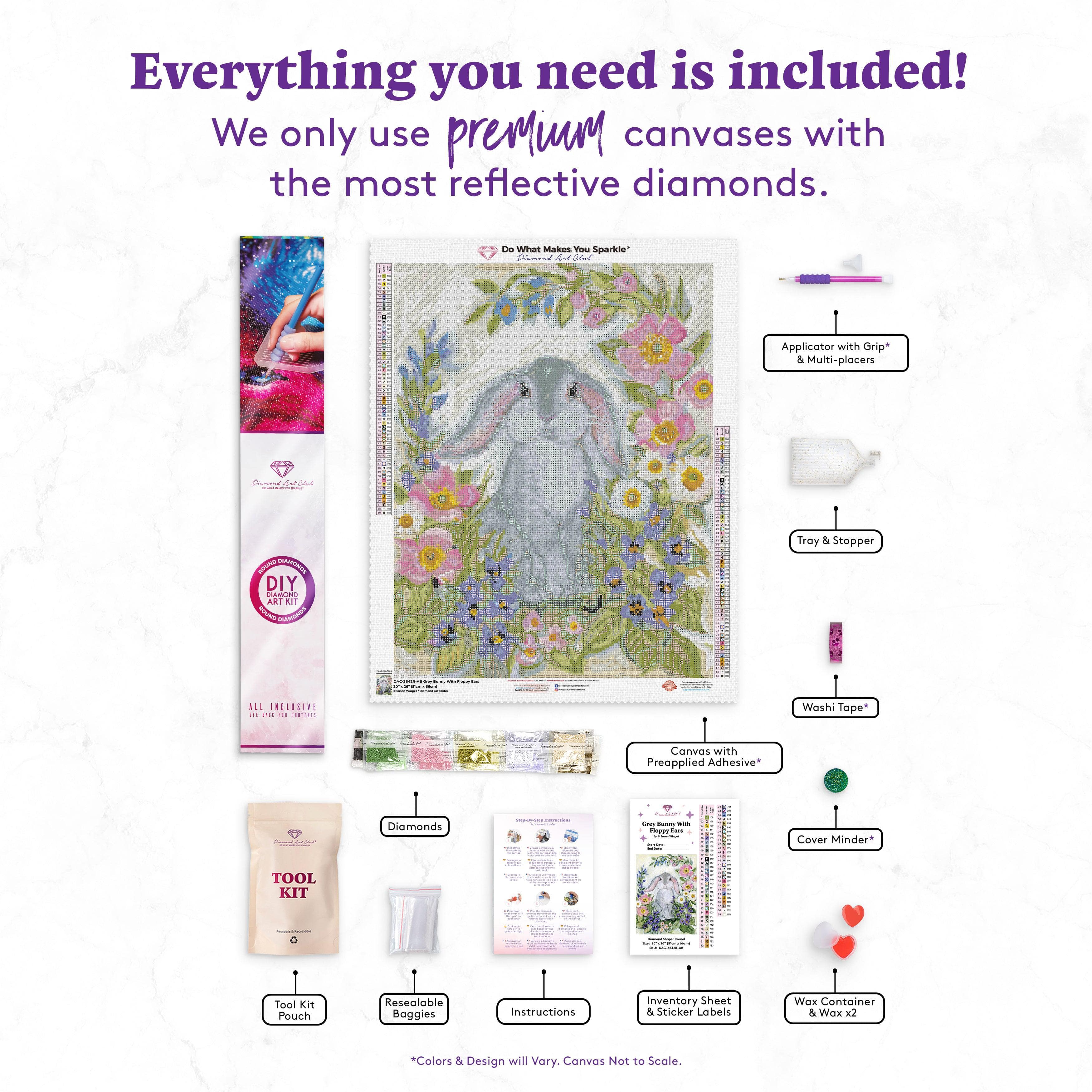 Grey Bunny With Floppy Ears – Diamond Art Club