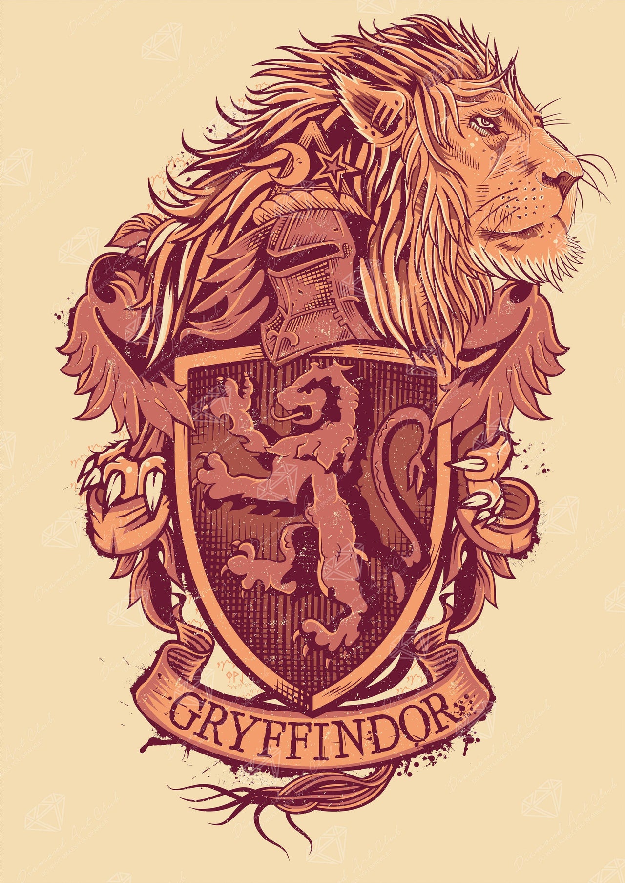 Diamond Painting Gryffindor Crest - Tomes & Scrolls 22" x 31″ (56cm x 79cm) / Square With 9 Colors Including 1 AB / 68,952