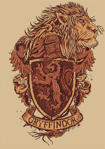 Diamond Painting Gryffindor™ Crest - Tomes & Scrolls 22" x 31″ (56cm x 79cm) / Square With 9 Colors Including 1 AB / 68,952