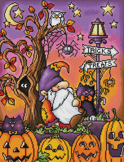 Diamond Painting Halloween Gnome 17" x 22" (42.6cm x 55.8cm) / Round with 45 Colors including 5 ABs / 30,248
